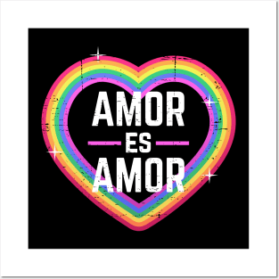 Amor es Amor - rainbow heart design Posters and Art